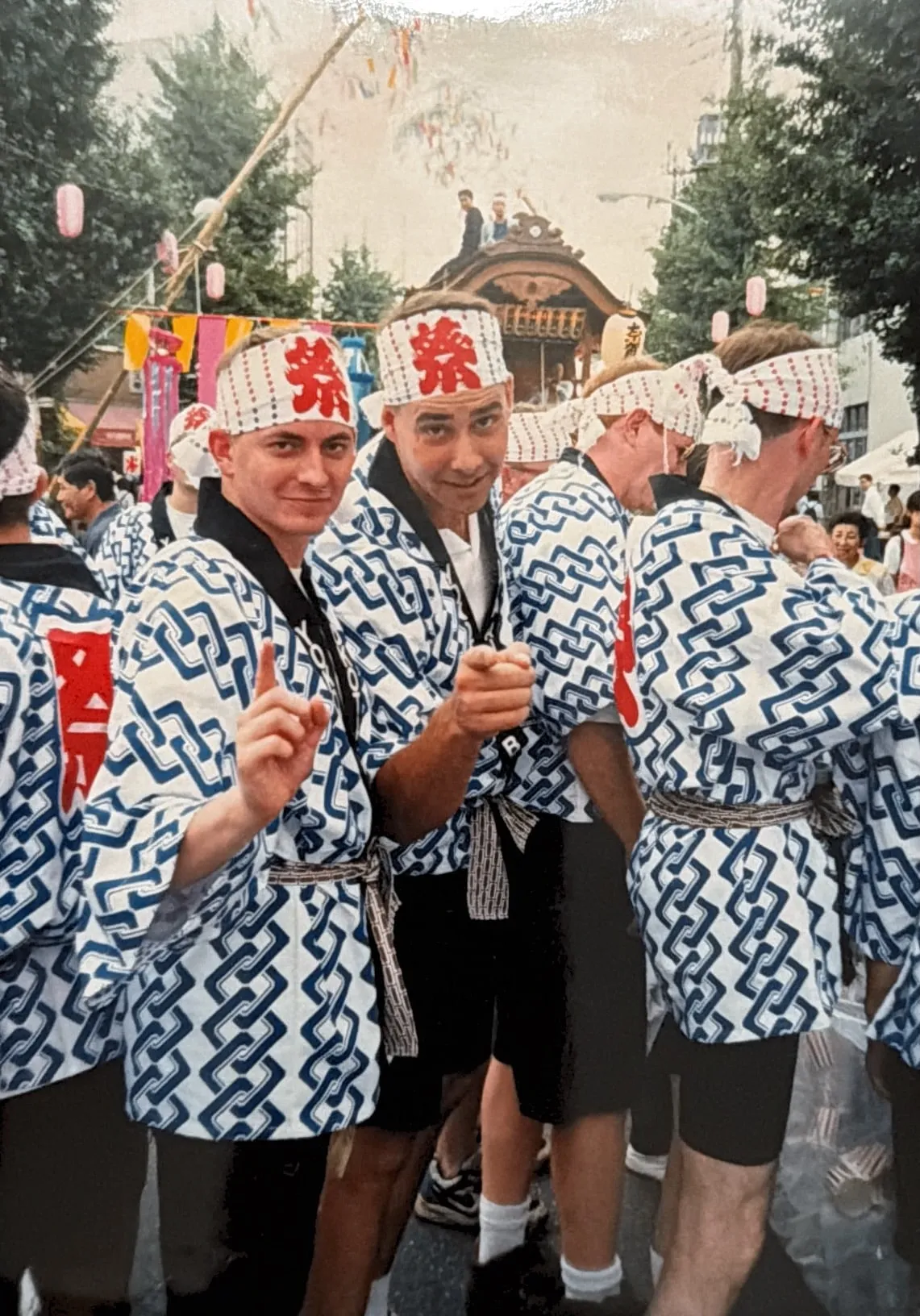Chris and friend in traditional Japanese outfits.